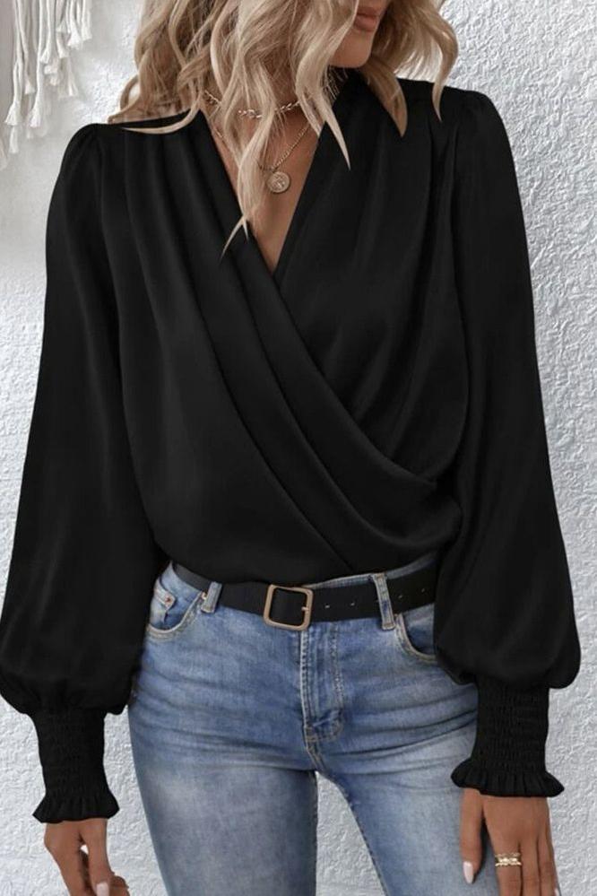 Amelia™ Draped Bishop-Sleeve Blouse