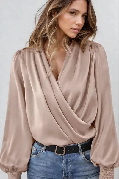 Amelia™ Draped Bishop-Sleeve Blouse
