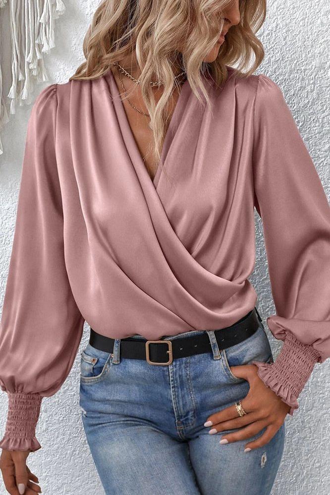 Amelia™ Draped Bishop-Sleeve Blouse