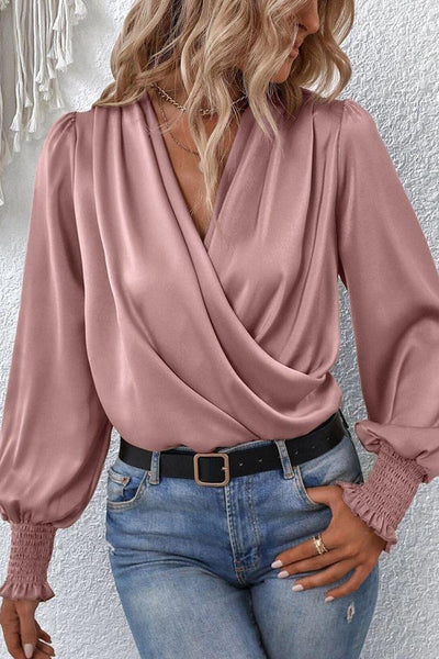 Amelia™ Draped Bishop-Sleeve Blouse