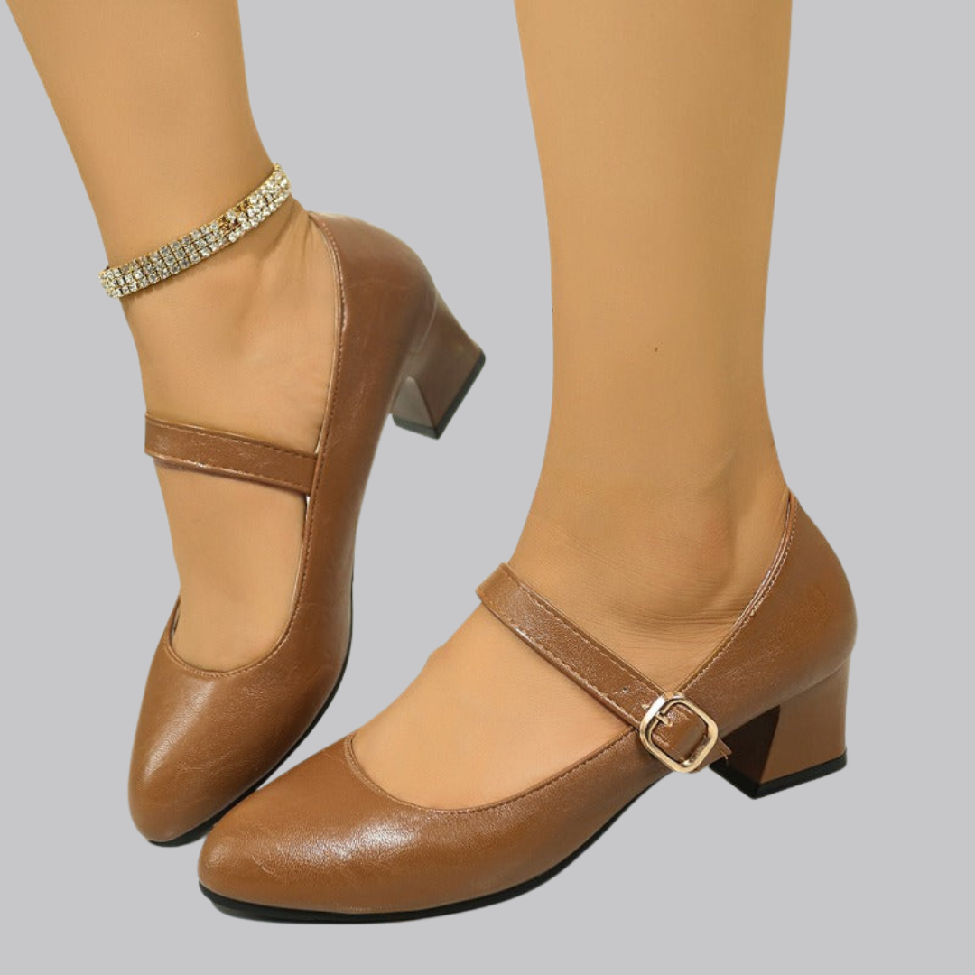 Amelia™ Leather Mary-Jane Block Heels