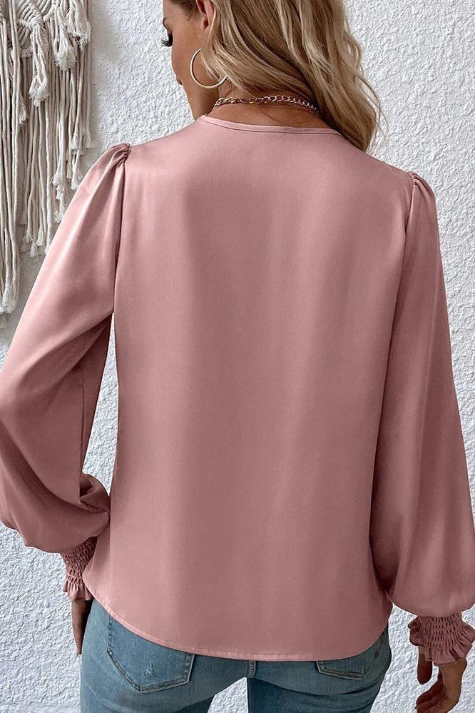 Amelia™ Draped Bishop-Sleeve Blouse