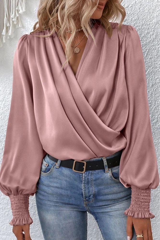 Amelia™ Draped Bishop-Sleeve Blouse