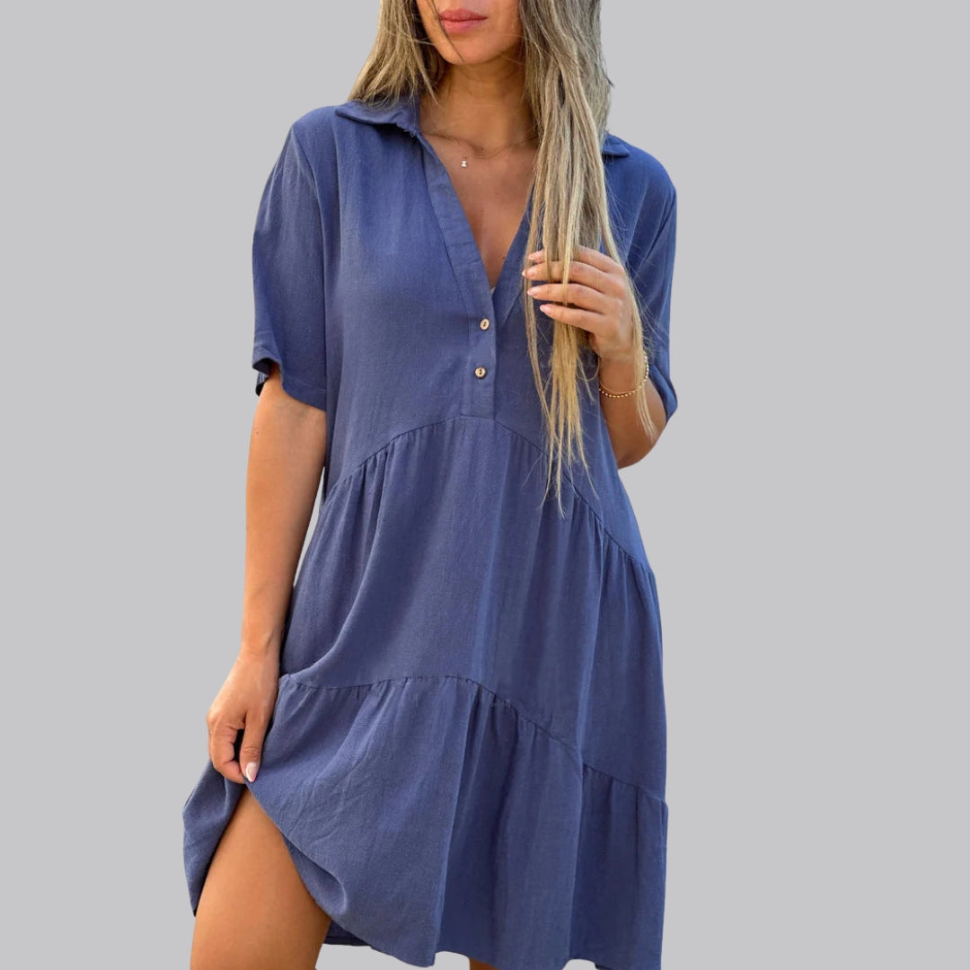 Amelia™ Linen-Look Summer Shirt Dress