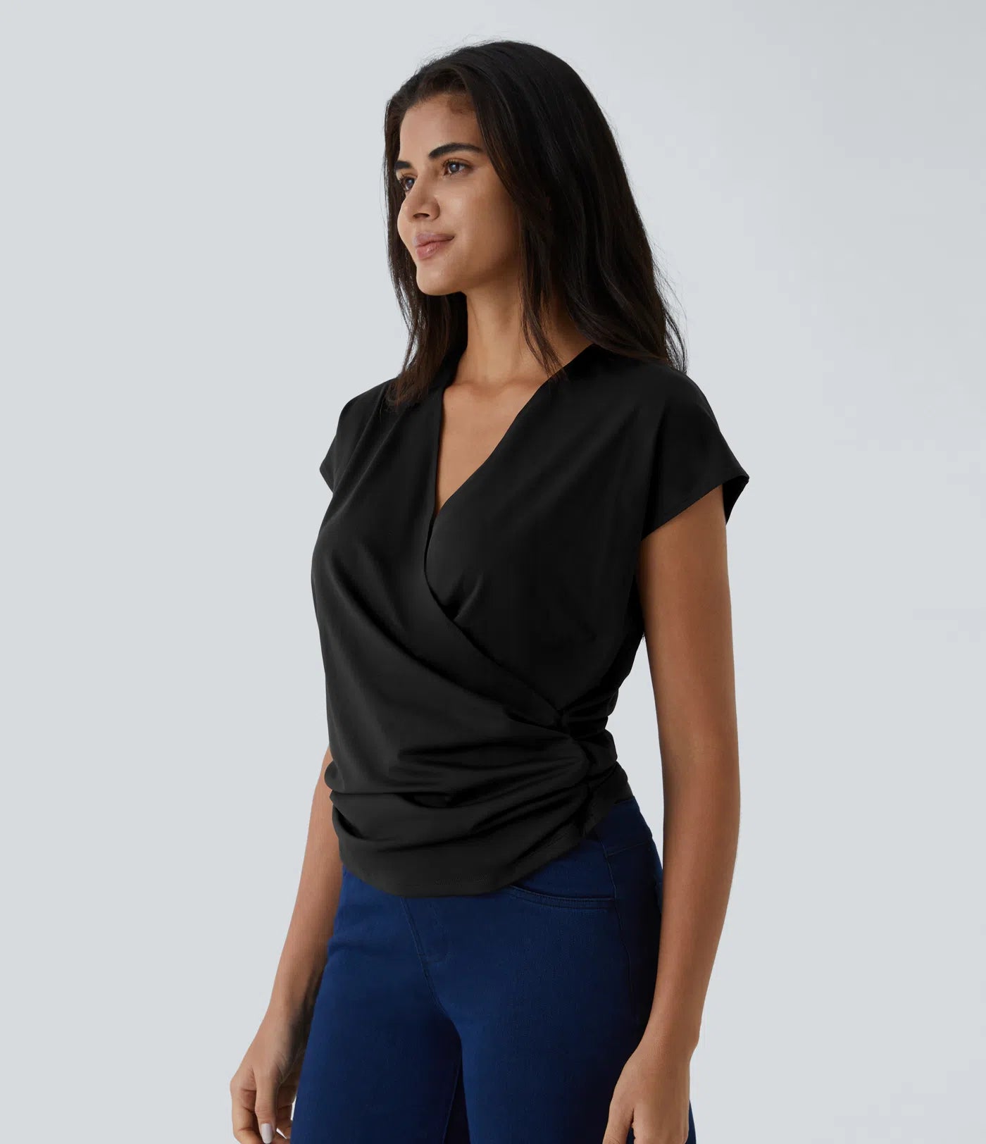 Amelia™ V-Neck Cap-Sleeve Wrap Blouse