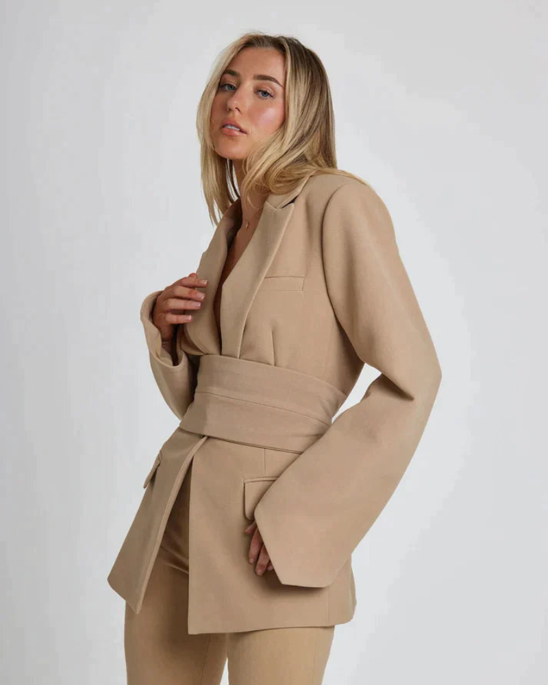 Amelia™ Wrap-Front Belted Blazer