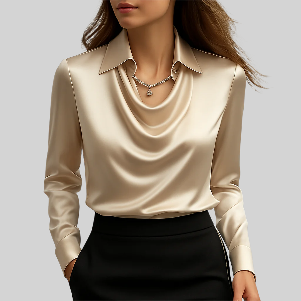 Amelia™ Satin Drape-Neck Blouse