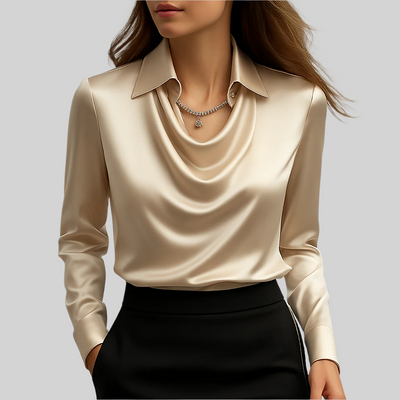 Amelia™ Satin Drape-Neck Blouse