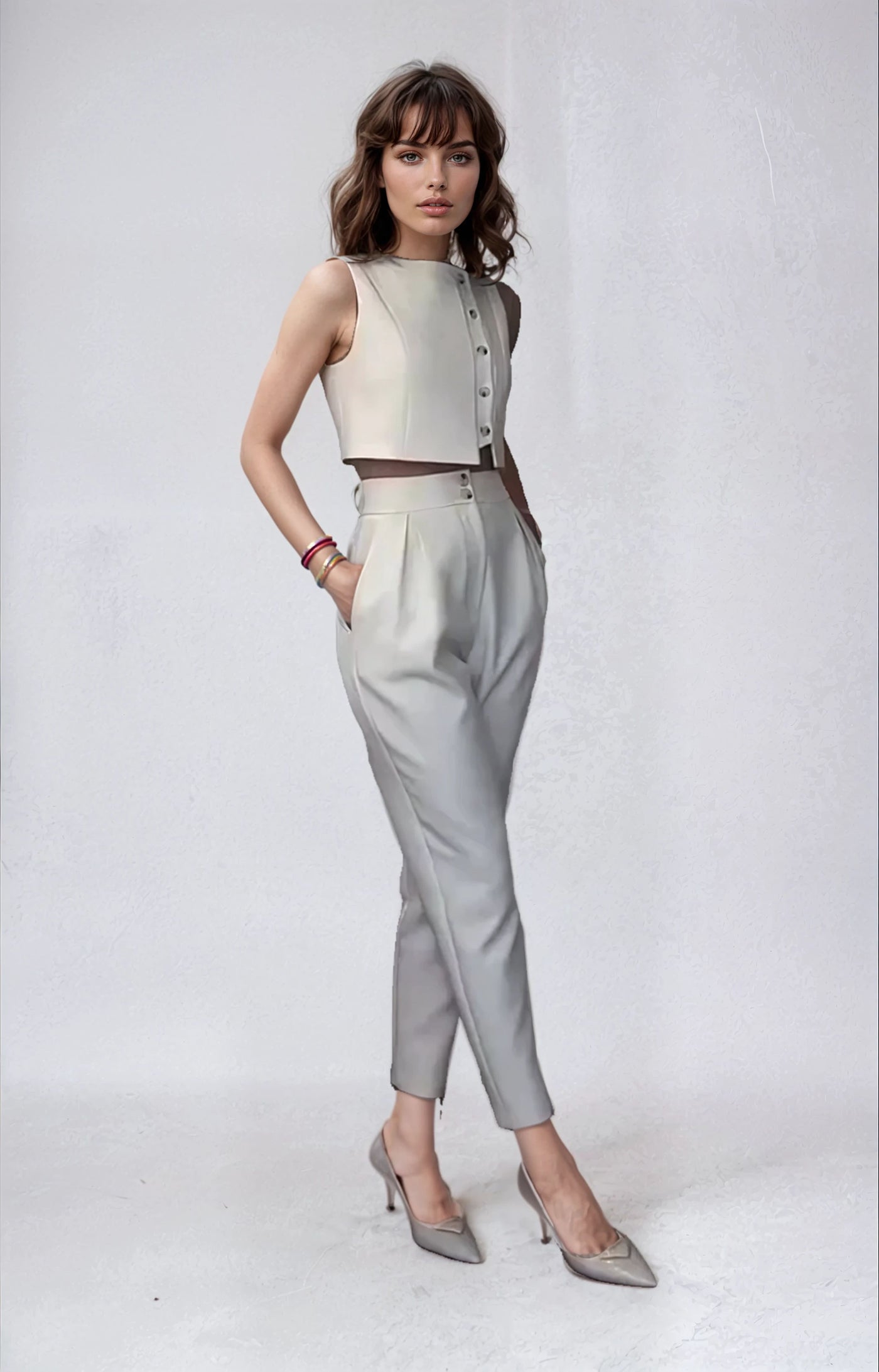 Amelia™ Sleeveless Vest & High-Waist Two-Piece