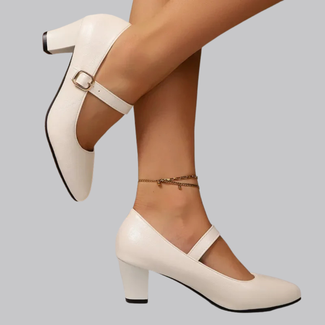 Amelia™ Leather Mary-Jane Block Heels