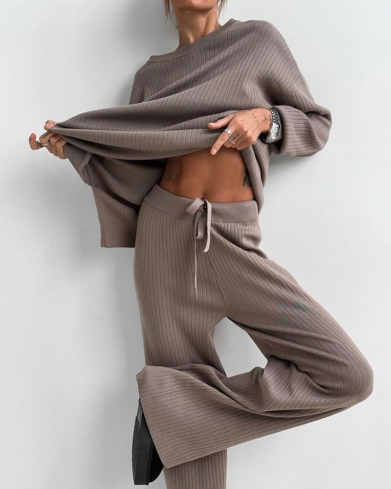 Amelia™ Round-Neck Slit Lounge Set