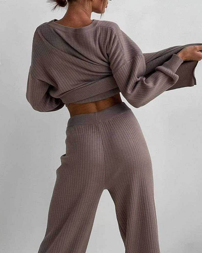 Amelia™ Round-Neck Slit Lounge Set