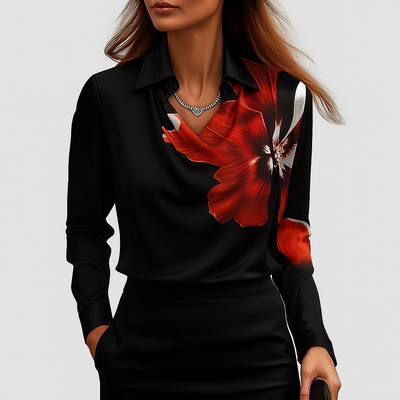 Amelia™ Satin Drape-Neck Blouse