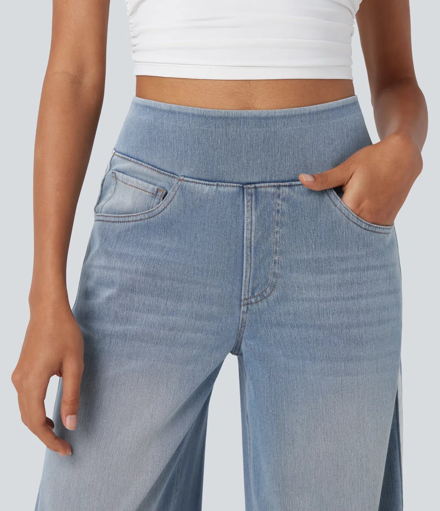 Amelia™ High-Waist Stripe Wide-Leg Jeans