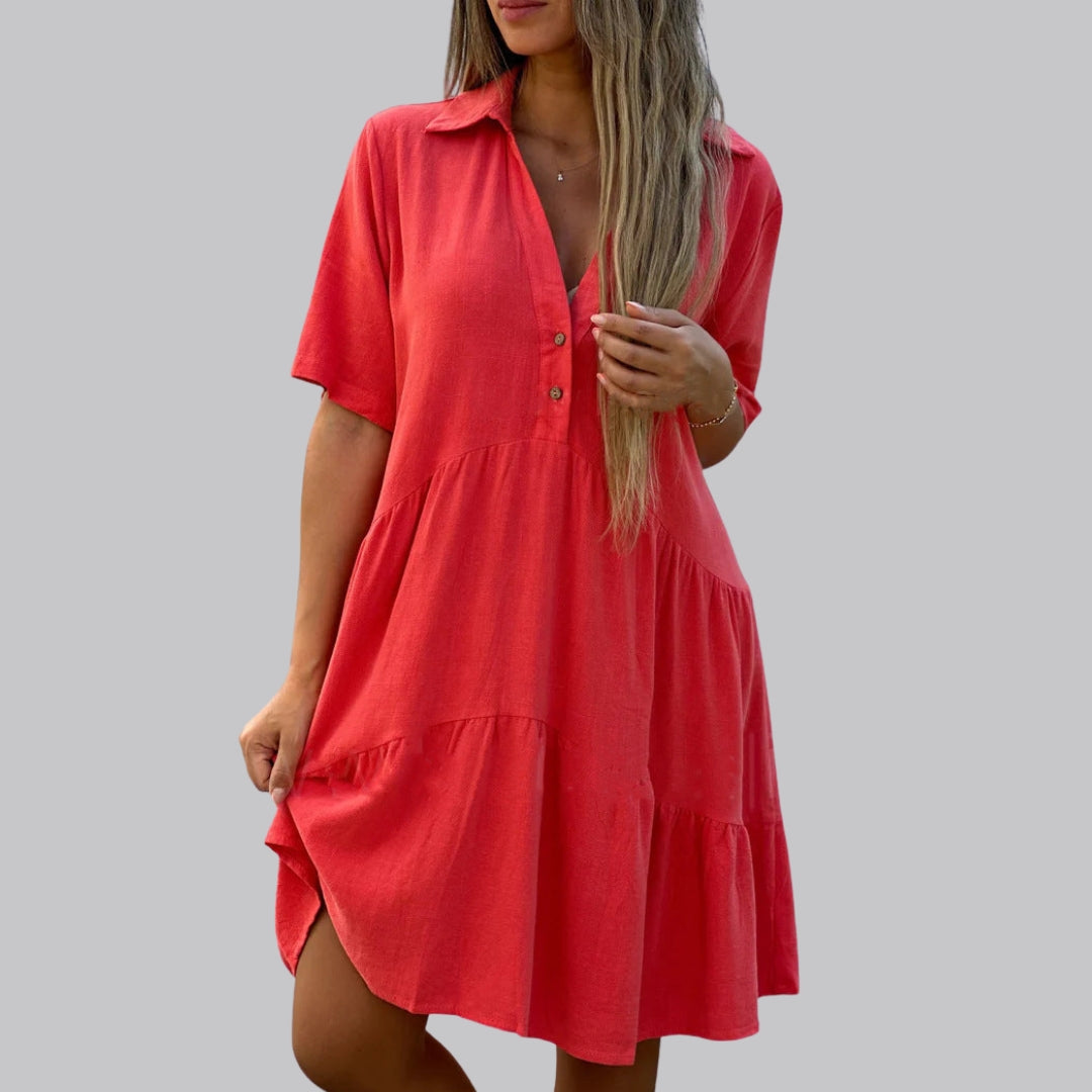 Amelia™ Linen-Look Summer Shirt Dress