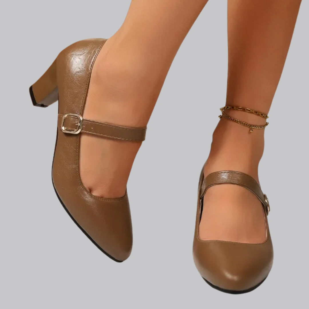Amelia™ Leather Mary-Jane Block Heels