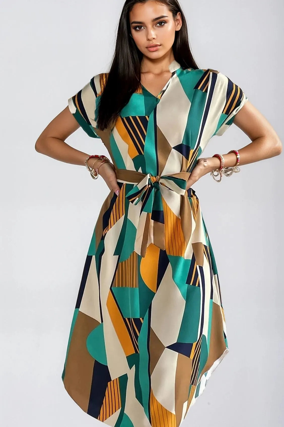 Amelia™ Geo-Print Midi Dress