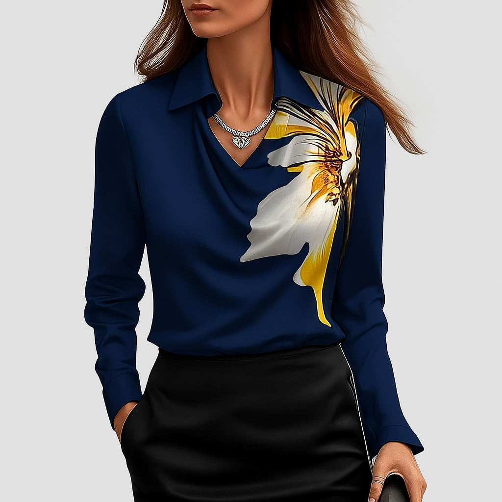 Amelia™ Satin Drape-Neck Blouse