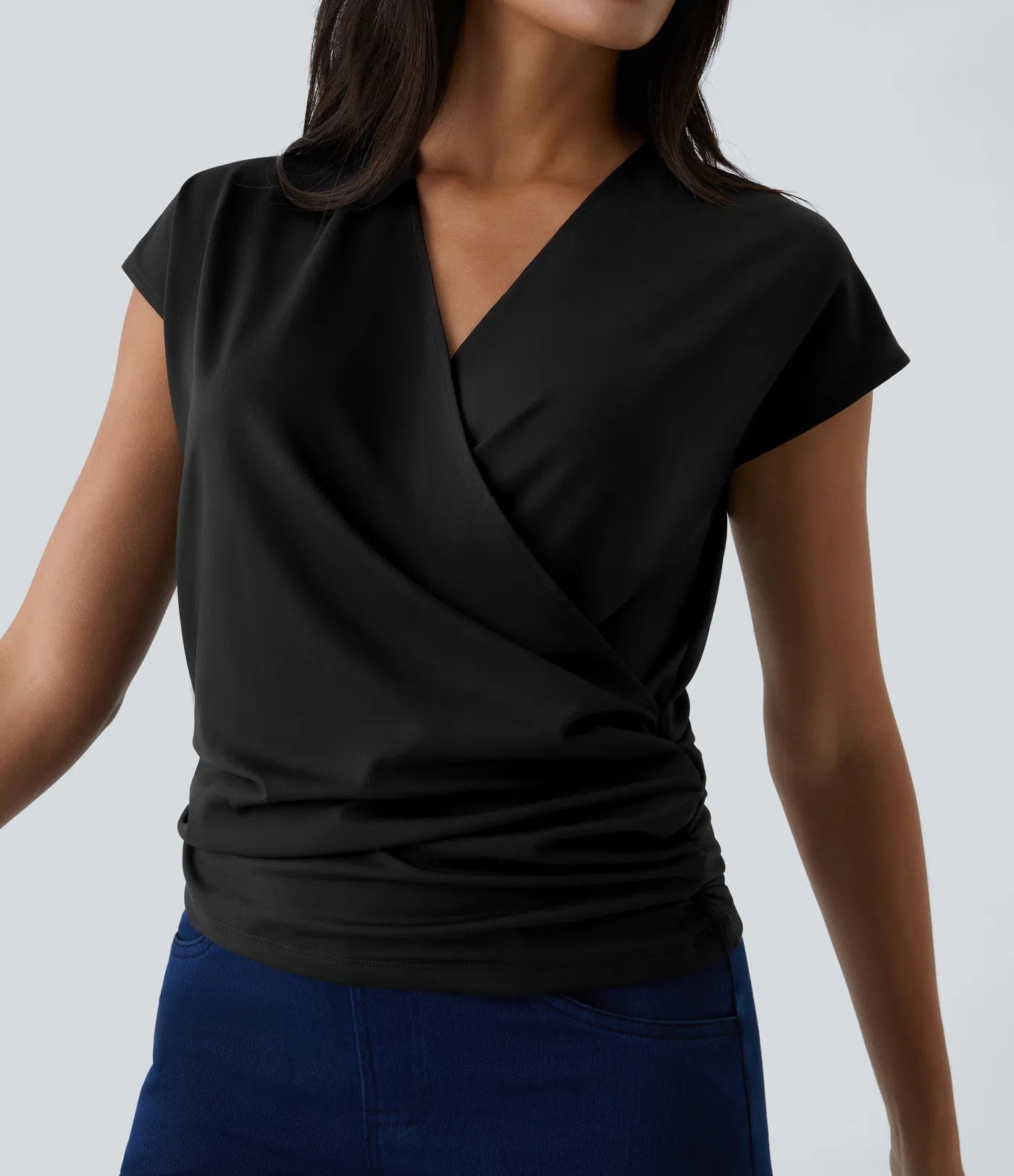Amelia™ V-Neck Cap-Sleeve Wrap Blouse