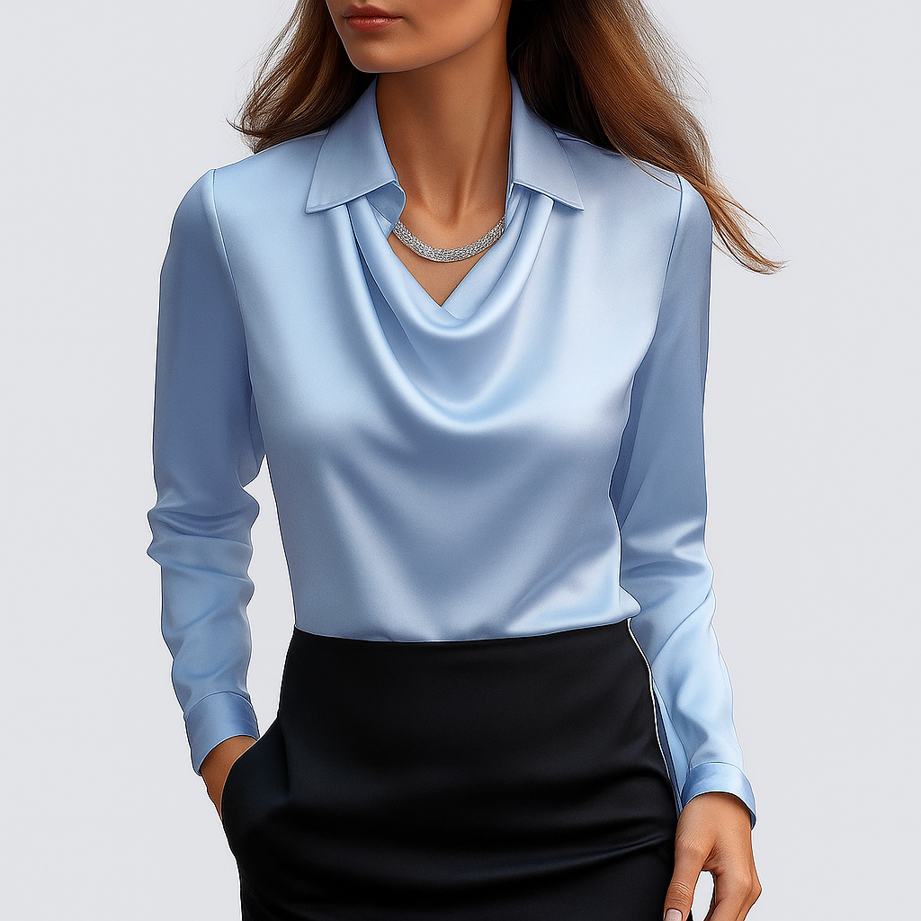Amelia™ Satin Drape-Neck Blouse