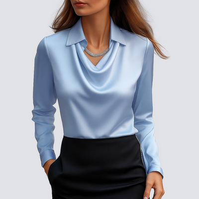 Amelia™ Satin Drape-Neck Blouse