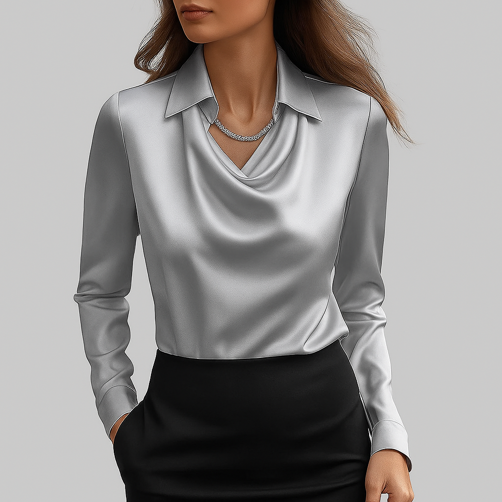 Amelia™ Satin Drape-Neck Blouse