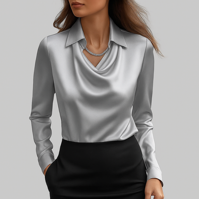 Amelia™ Satin Drape-Neck Blouse