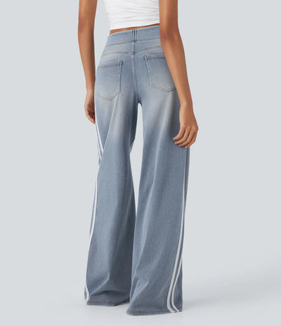 Amelia™ High-Waist Stripe Wide-Leg Jeans