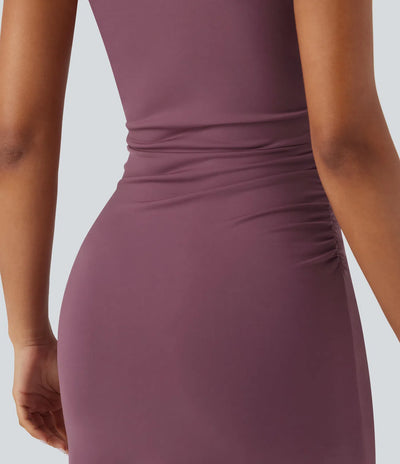 Amelia™ Mock-Neck Cross-Hem Mini Dress