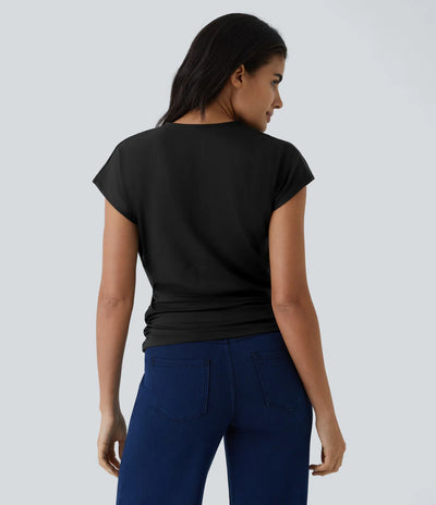 Amelia™ V-Neck Cap-Sleeve Wrap Blouse