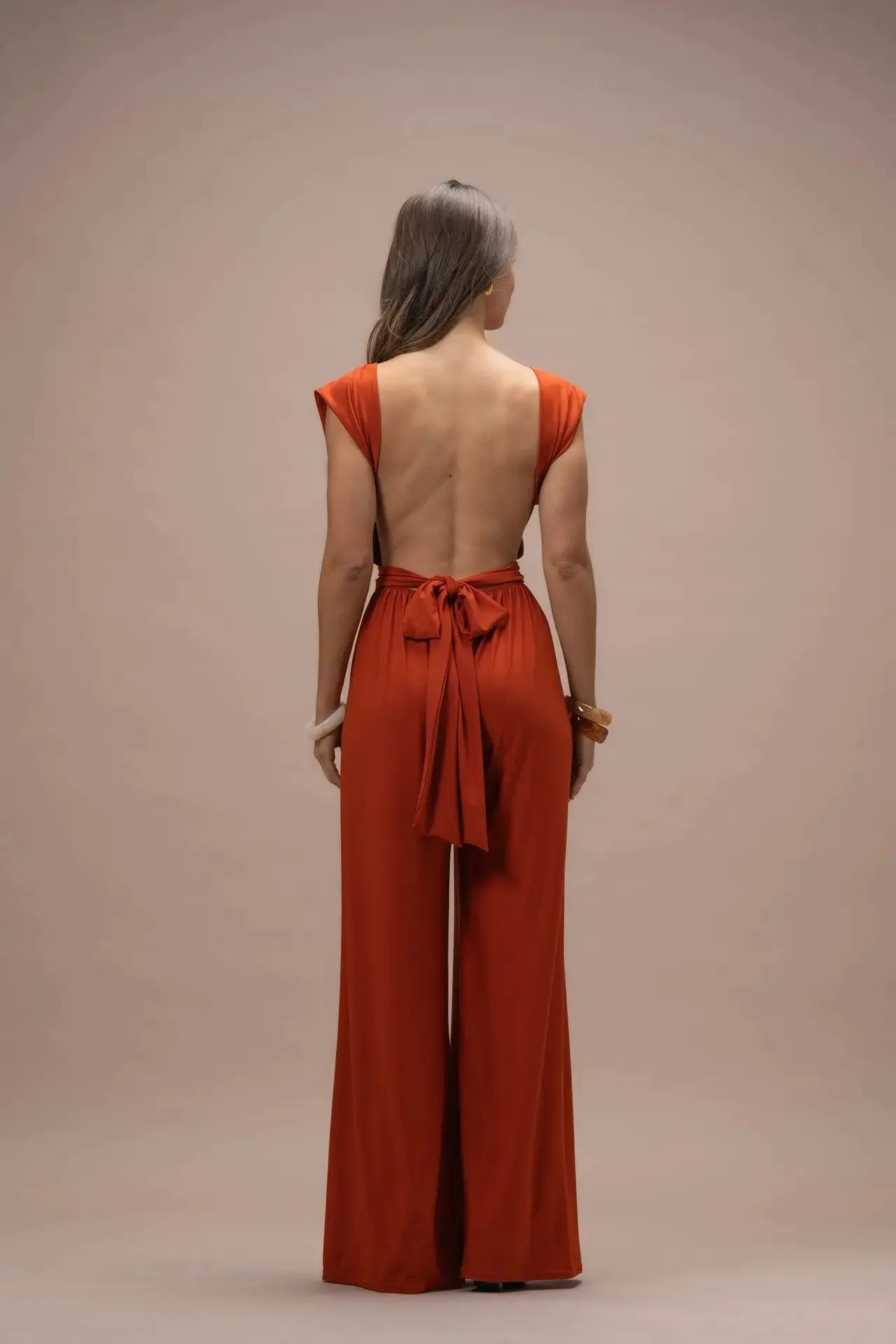 Amelia™ Orange Linen-Look Jumpsuit