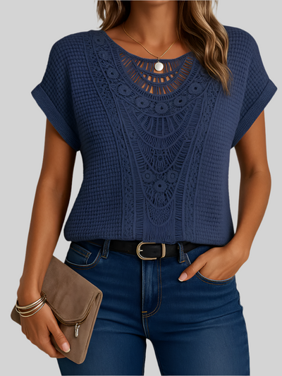 Amelia™ Waffle-Knit Twist Top