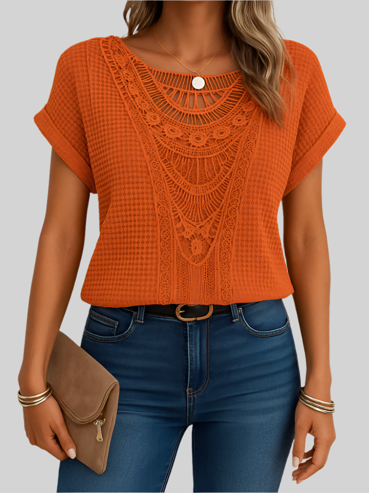 Amelia™ Waffle-Knit Twist Top