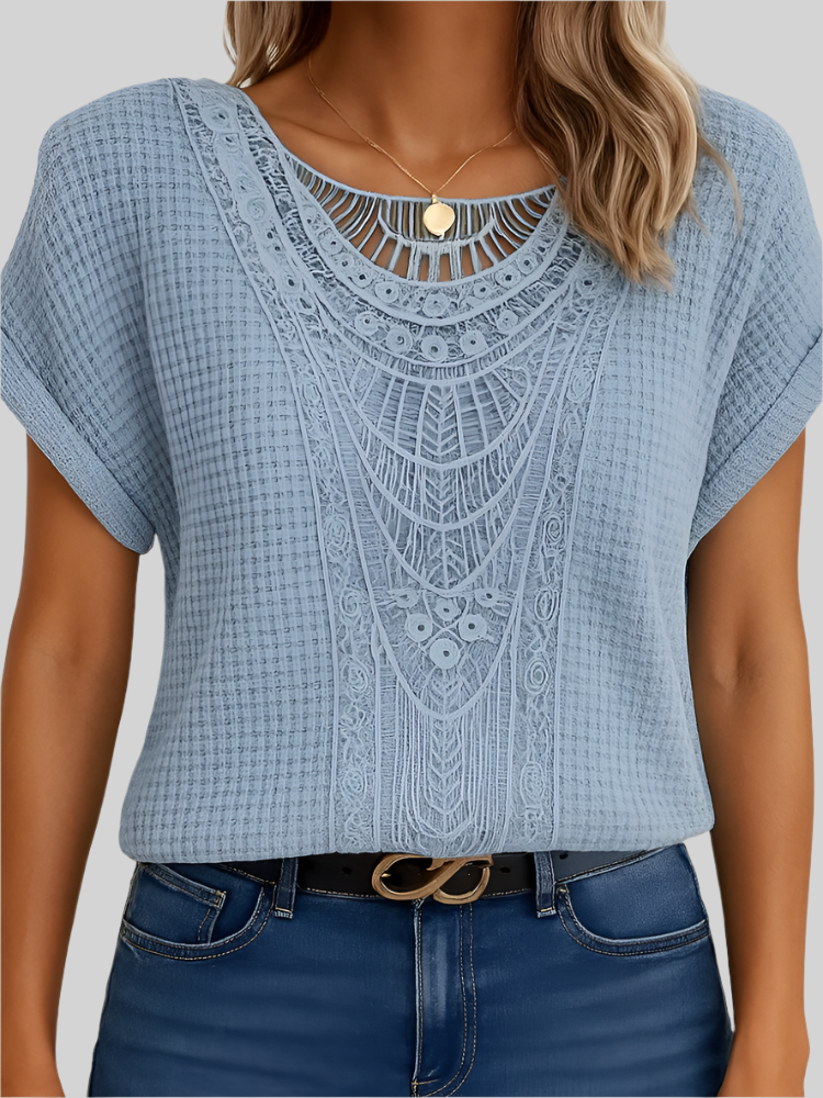 Amelia™ Waffle-Knit Twist Top