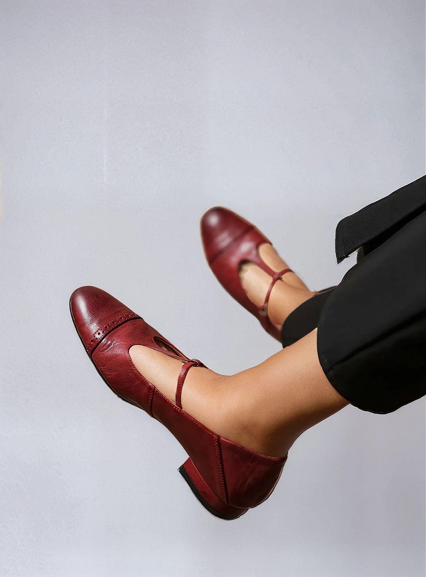 Amelia™ T-Strap Leather Flats
