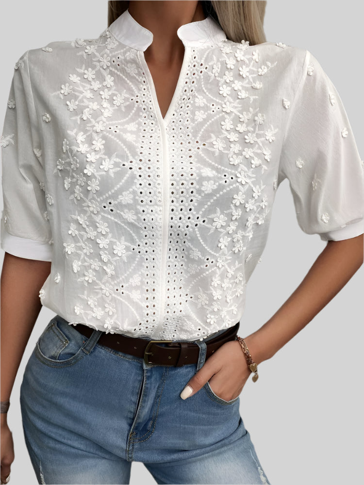 Amelia™ Embroidered Cotton Blouse