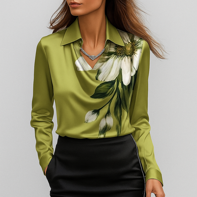 Amelia™ Satin Drape-Neck Blouse