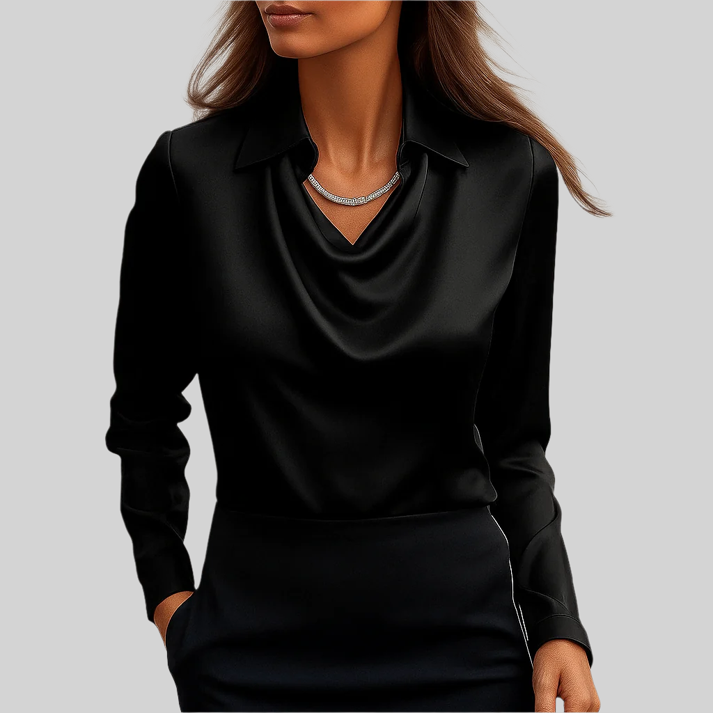 Amelia™ Satin Drape-Neck Blouse