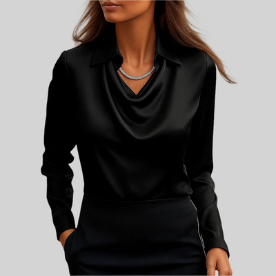 Amelia™ Satin Drape-Neck Blouse