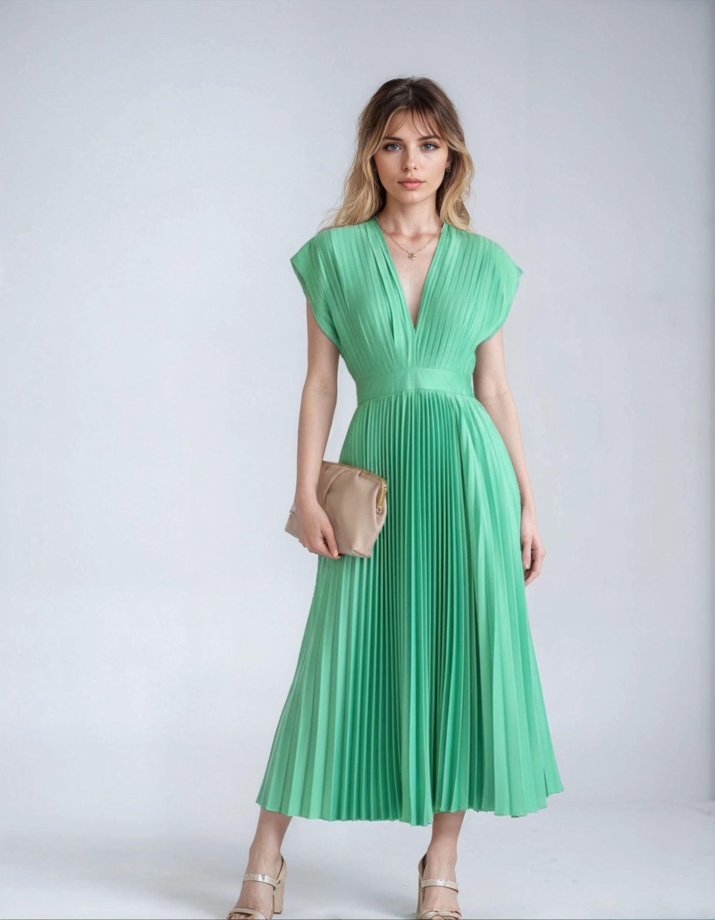 Amelia™ Sleeveless Pleated Midi Dress