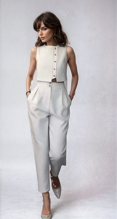 Amelia™ Sleeveless Vest & High-Waist Two-Piece
