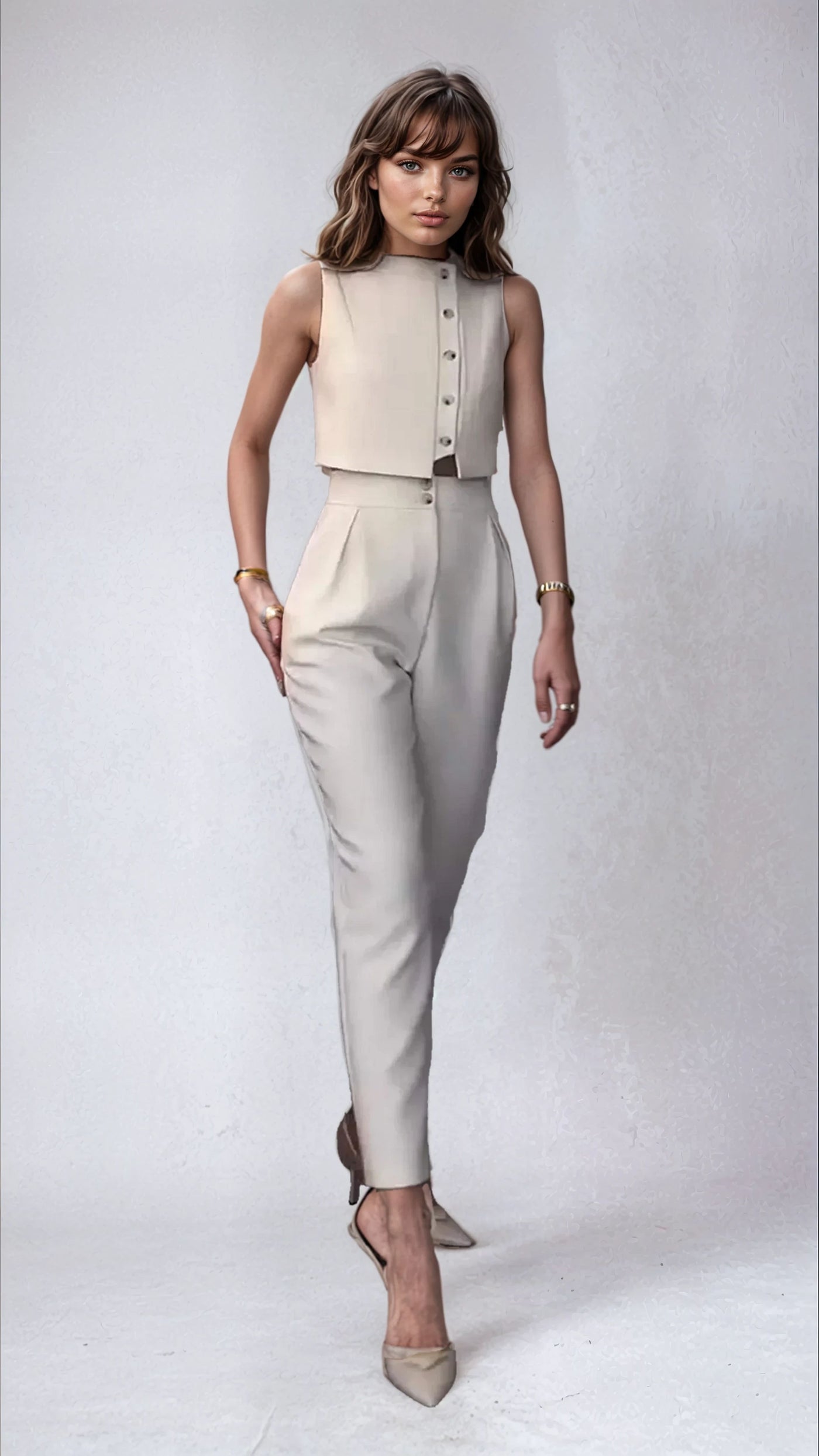 Amelia™ Sleeveless Vest & High-Waist Two-Piece