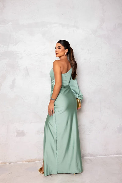 Amelia™ One-Shoulder Satin Maxi