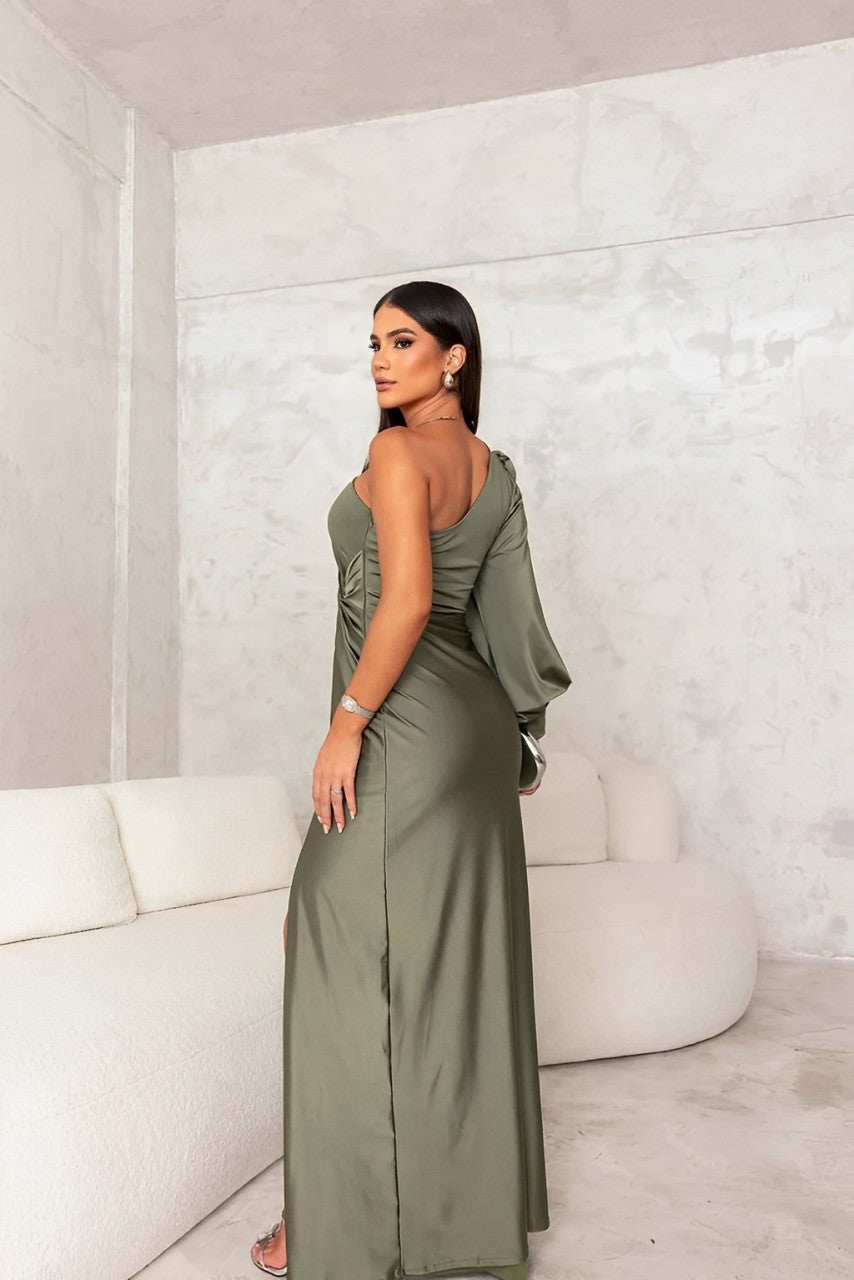 Amelia™ One-Shoulder Satin Maxi